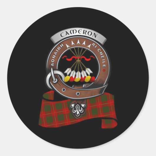 Cameron Schotse Clan Badge Tan Ronde Sticker (Voorkant)