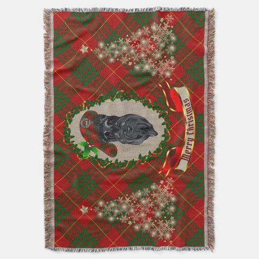 Cameron Scottie Dog Kerstmis Deken (Voorkant Verticaal)