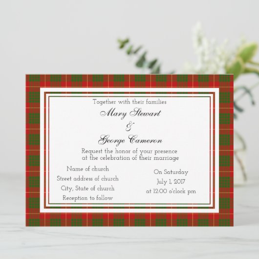 Cameron Scottish Wedding Invitation Kaart (Staand voorkant)
