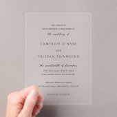 Cameron Simple Modern Wedding Acryl Uitnodigingen (Insitu (Draagbaar))