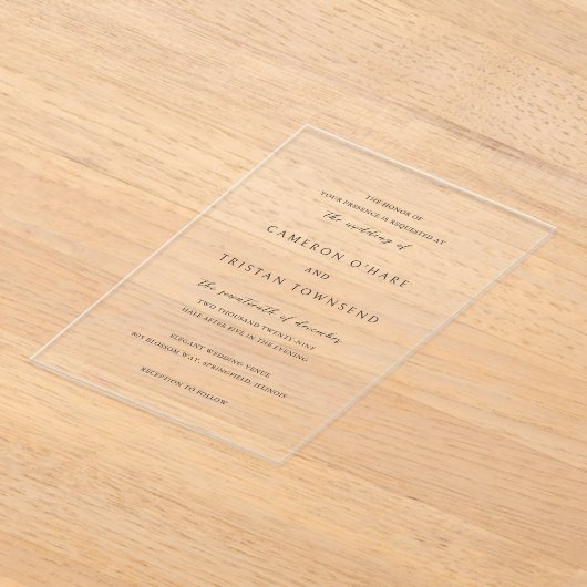 Cameron Simple Modern Wedding Acryl Uitnodigingen (Laagn)