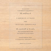 Cameron Simple Modern Wedding Acryl Uitnodigingen (Voorkant)