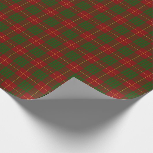 Cameron tartan red green plaid cadeaupapier (Hoek)