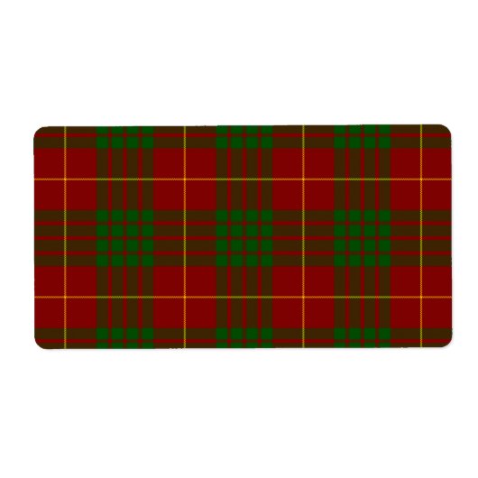 Cameron tartan red green plaid etiket (Voorkant)