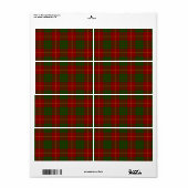 Cameron tartan red green plaid etiket (Full Sheet)