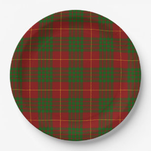 Cameron tartan red green plaid papieren bordje