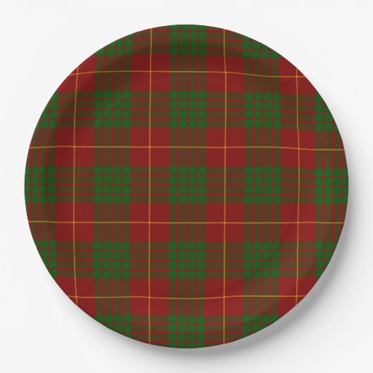 Cameron tartan red green plaid papieren bordje (Voorkant)