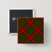 Cameron tartan red green plaid vierkante button 5,1 cm (Voorkant /achterkant)