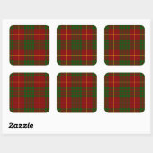 Cameron tartan red green plaid vierkante sticker (Vel)