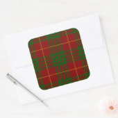 Cameron tartan red green plaid vierkante sticker (Envelop)