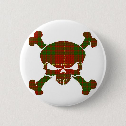Cameron Tartan Skull No Banner Button (Voorkant)
