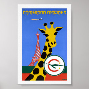 Cameroon Airlines Vintage Reisposter Gerestaureerd Poster