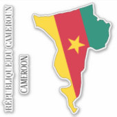 Cameroon Flag Map Patriotic Sticker (Voorkant)