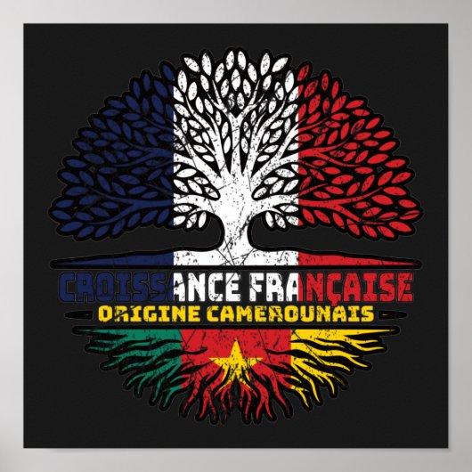 Cameroon French France Tree Roots Flag Poster (Voorkant)