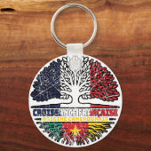 Cameroon French France Tree Roots Flag Sleutelhanger (Achterkant)