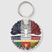 Cameroon French France Tree Roots Flag Sleutelhanger (Achterkant)