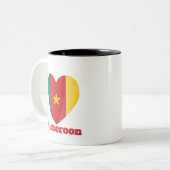 Cameroon Heart Flag Tweekleurige Koffiemok (Voorkant links)