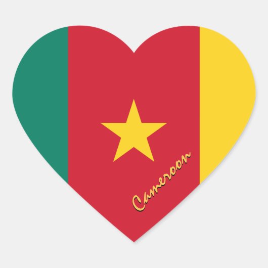 Cameroon Heart Sticker, Patriottische Kameroense v Hart Sticker (Voorkant)