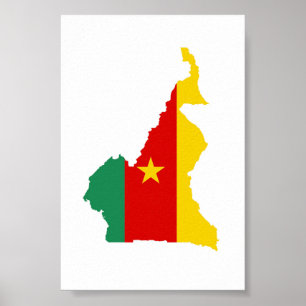 cameroon land vlag plattegrond silhouet poster