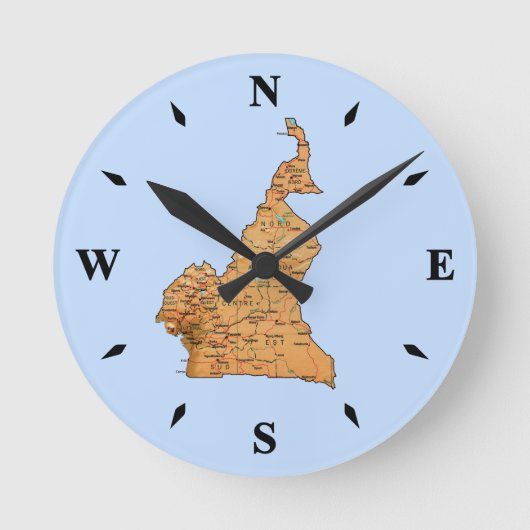Cameroon Map Clock Ronde Klok (Voorkant)