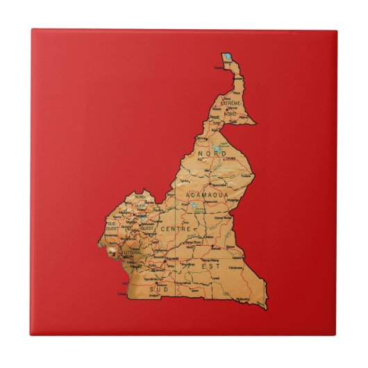 Cameroon Map Tile Tegeltje (Voorkant)