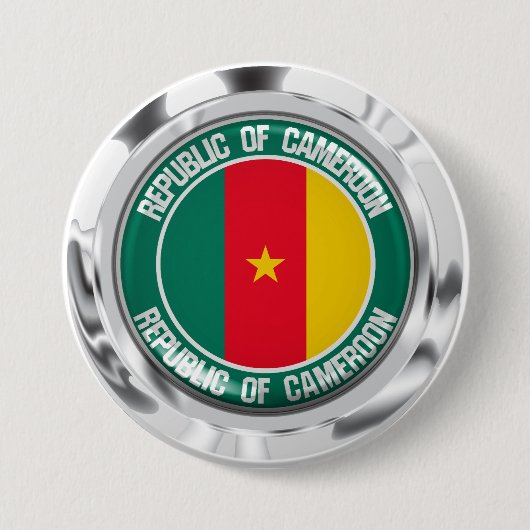 Cameroon Round Emblem Ronde Button 7,6 Cm (Voorkant)