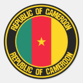 Cameroon Round Emblem Ronde Sticker (Voorkant)