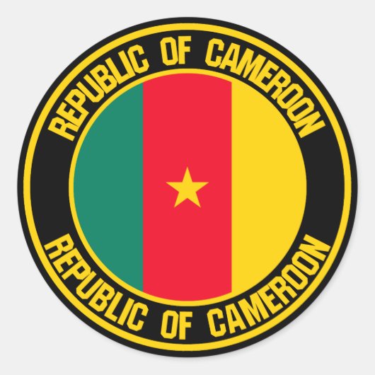 Cameroon Round Emblem Ronde Sticker (Voorkant)