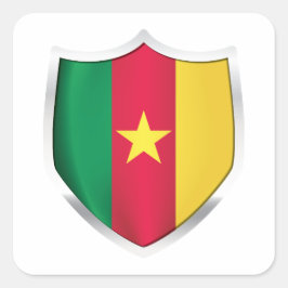 Cameroon Silver Shield Flag Vierkante Sticker