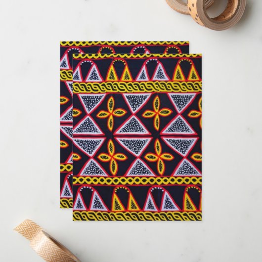 Cameroon Toghu Pattern Notecards Notitiekaartje (Voorkant / Achterkant in situ)