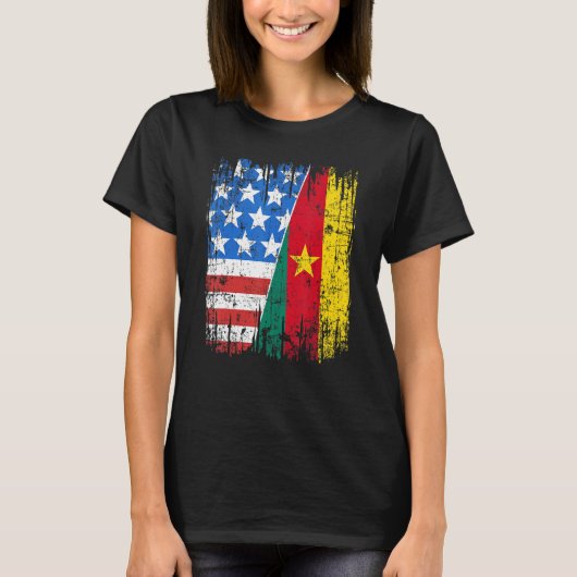 Cameroonian American Flag Cameroon Usa T-shirt (Voorkant)