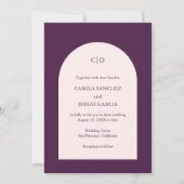 Camia Paarse Arch Modern Wedding Kaart (Voorkant)