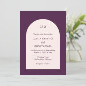Camia Paarse Arch Modern Wedding Kaart (Staand voorkant)