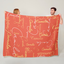 Camila aangepaste naam initiaal herhaald op sinaas fleece deken