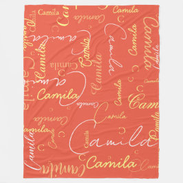Camila aangepaste naam initiaal herhaald op sinaas fleece deken
