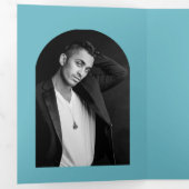 Camila Aqua Arch Modern Wedding Save the Date Drieluik Aankondiging (Binnenzijde eerst)