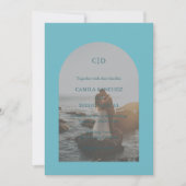 Camila Aqua Arch Moderne bruiloft Kaart (Voorkant)