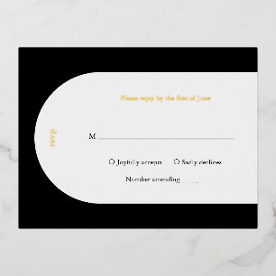 Camila Black Arch Modern Wedding RSVP Folie Uitnodiging Briefkaart