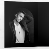 Camila Black Arch Modern Wedding Save the Date Drieluik Aankondiging (Binnenzijde eerst)