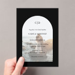 Camila Black Arch Moderne bruiloft Acryl Uitnodigingen<br><div class="desc">Moderne bruiloft acryl uitnodiging met uw monogram samen met uw gegevens over uw favoriete foto in een boog over een zwarte achtergrond. De sjabloon bevat een pure overlay zodat de tekst over uw afbeelding kan shows en kan worden verwijderd in het ontwerpbewerkingstool. Dit eenvoudige maar elegante ontwerp in klassiek zwart-wit...</div>