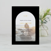 Camila Black Arch Moderne bruiloft Folie Uitnodiging (Staand Voorkant)