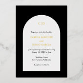 Camila Black Arch Moderne bruiloft Folie Uitnodiging (Voorkant)