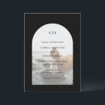 Camila Black Arch Moderne bruiloft Kaart<br><div class="desc">Moderne huwelijksuitnodiging met uw monogram samen met uw details over uw favoriete foto binnen van een boog over een zwarte achtergrond. De sjabloon bevat een eenvoudige bedekking zodat de tekst over uw afbeelding kan shows en kan worden verwijderd in het ontwerpbewerkingshulpmiddel. Dit eenvoudige maar elegante ontwerp in klassiek zwart-wit is...</div>
