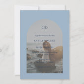 Camila Dusty Blue Arch Modern Wedding Kaart (Voorkant)