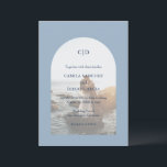 Camila Dusty Blue Arch Modern Wedding Kaart<br><div class="desc">Moderne huwelijksuitnodiging met uw monogram samen met uw details over uw favoriete foto binnen van een boog over een stoffige blauwe achtergrond. De sjabloon bevat een eenvoudige bedekking zodat de tekst over uw afbeelding kan shows en kan worden verwijderd in het ontwerpbewerkingshulpmiddel. Dit eenvoudige maar elegante ontwerp met gedempte kleuren...</div>
