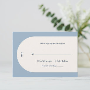 Camila Dusty Blue Arch Modern Wedding RSVP Kaartje