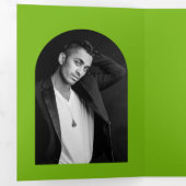 Camila Green Arch Modern Wedding Save the Date Drieluik Aankondiging (Binnenzijde eerst)