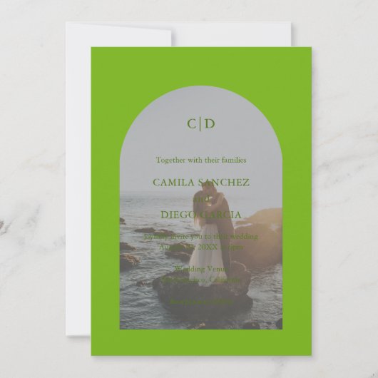 Camila Green Arch Moderne bruiloft Kaart (Voorkant)