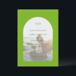 Camila Green Arch Moderne bruiloft Kaart<br><div class="desc">Moderne bruiloft uitnodiging met uw monogram samen met uw details over uw favoriete foto in een boog over een levendige chartreuse / lime groene achtergrond. De sjabloon bevat een eenvoudige bedekking zodat de tekst over uw afbeelding kan shows en kan worden verwijderd in het ontwerpbewerkingshulpmiddel. Dit eenvoudige maar elegante ontwerp...</div>