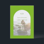 Camila Green Arch Moderne bruiloft Kaart<br><div class="desc">Moderne bruiloft uitnodiging met uw monogram samen met uw details over uw favoriete foto in een boog over een levendige chartreuse / lime groene achtergrond. De sjabloon bevat een eenvoudige bedekking zodat de tekst over uw afbeelding kan shows en kan worden verwijderd in het ontwerpbewerkingshulpmiddel. Dit eenvoudige maar elegante ontwerp...</div>